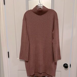 Cozy minimalist funnel neck sweater dress M turtleneck mock neck mauve cocoon